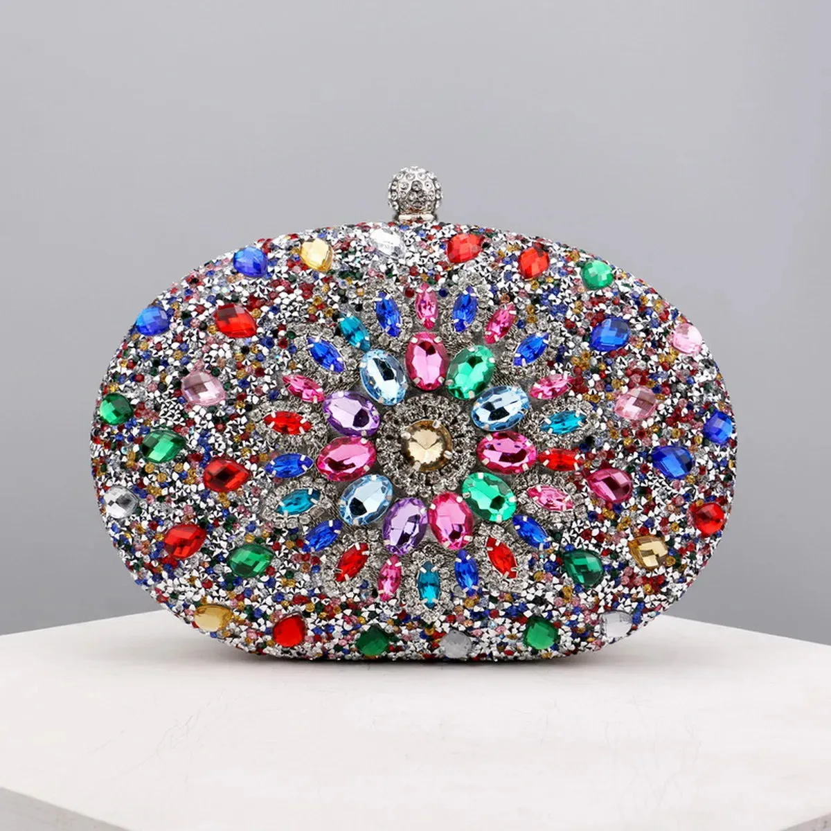 Elegant Flower Rhinestone Clutch - Perfect Evening Bag for Weddings & Proms Christmas Party