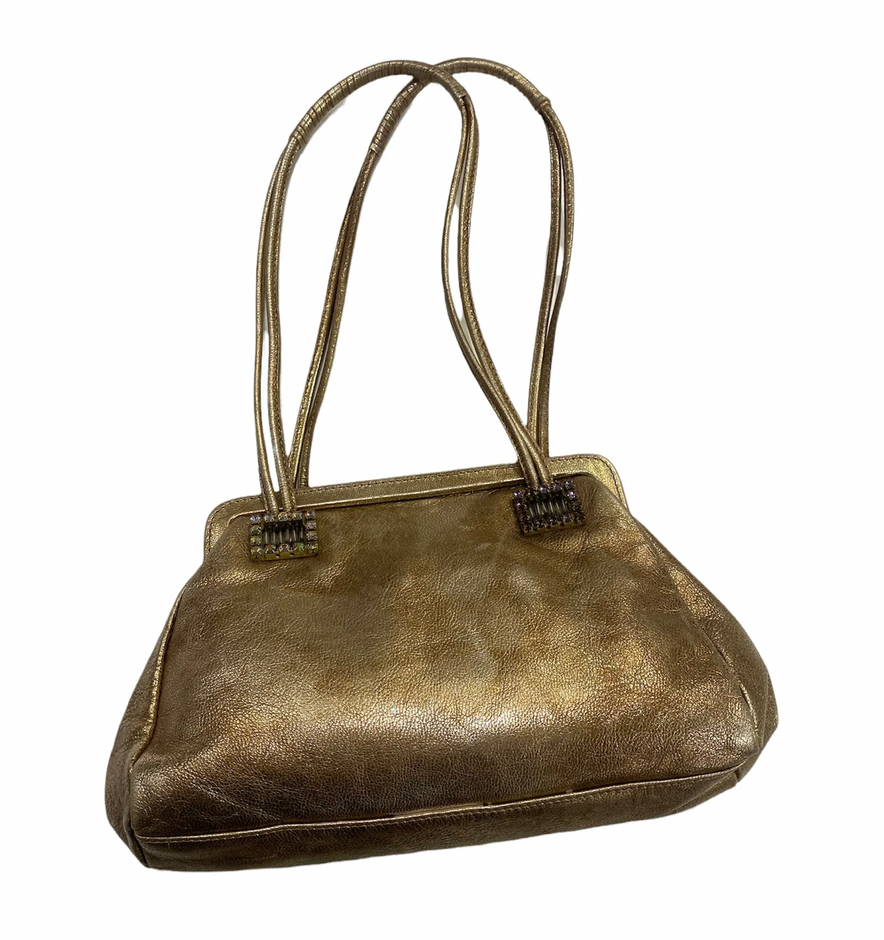 Emanuel Ungaro Early 2000s Gold Metallic Leather Evening Bag