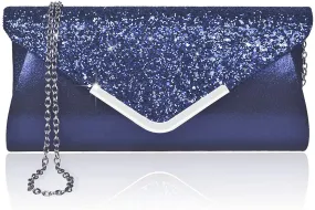 Evening Envelope Blue Sequin Clutch Purse Handbag