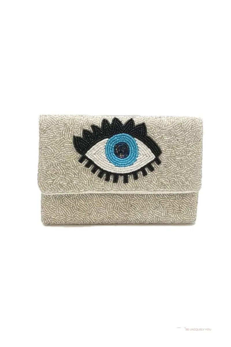 Evil Eye Beaded Mini Clutch