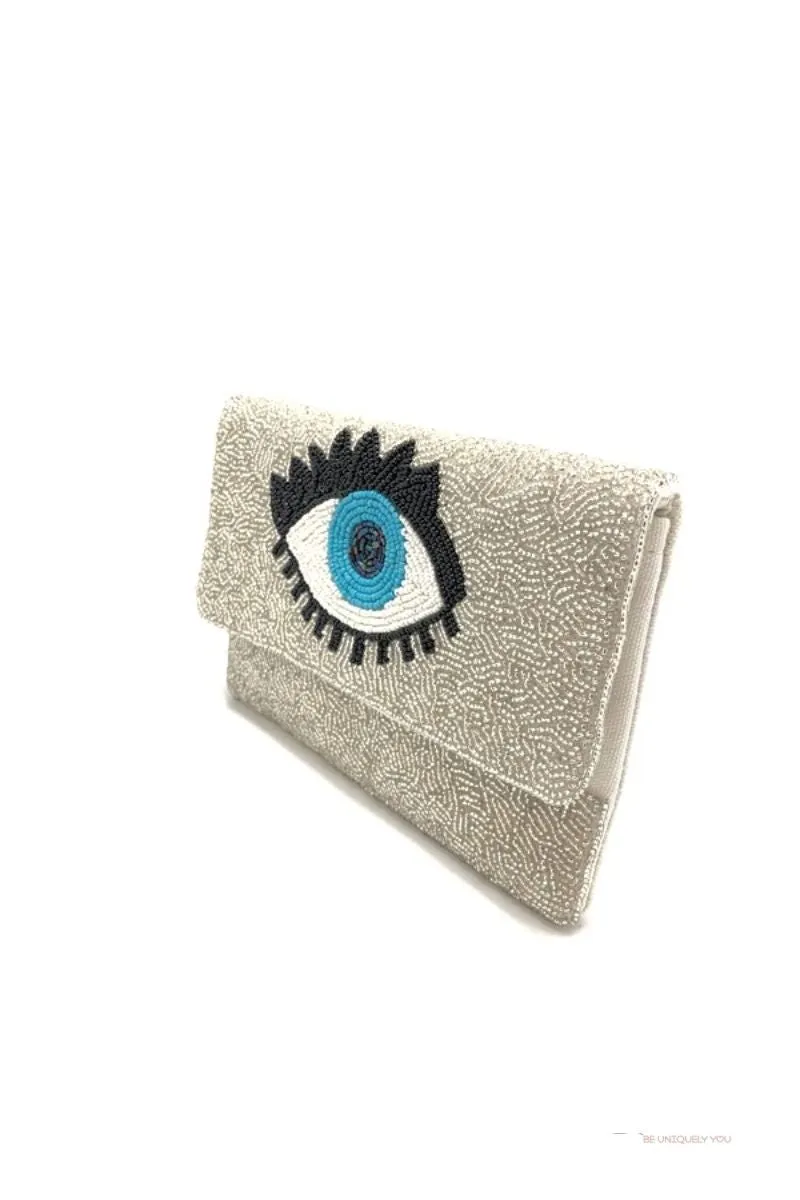 Evil Eye Beaded Mini Clutch