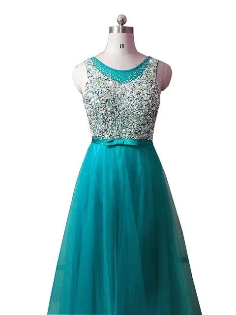 FADISTEE New arrival luxury long style dresses bling beading tulle evening dresses prom party crystal pearls floor length