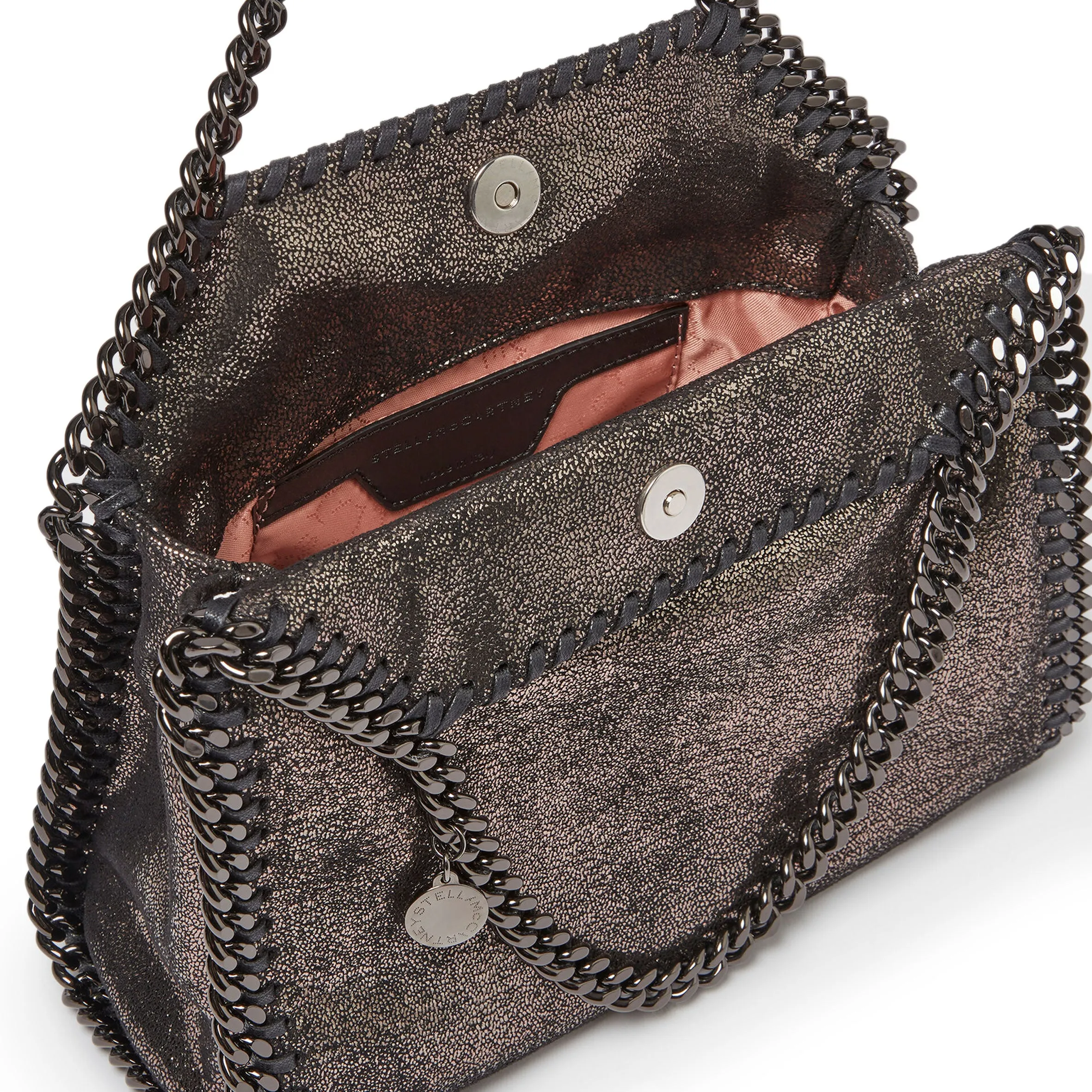 Falabella Mini Tote Metallic, Ruthenium