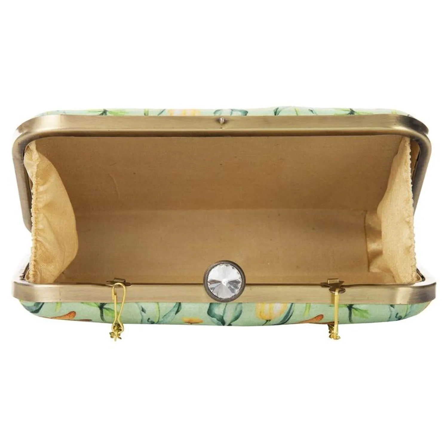 Fancy Green Party Wear Box Clutch Purse with Chain