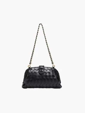 Faux Leather Braided Chain Handbag