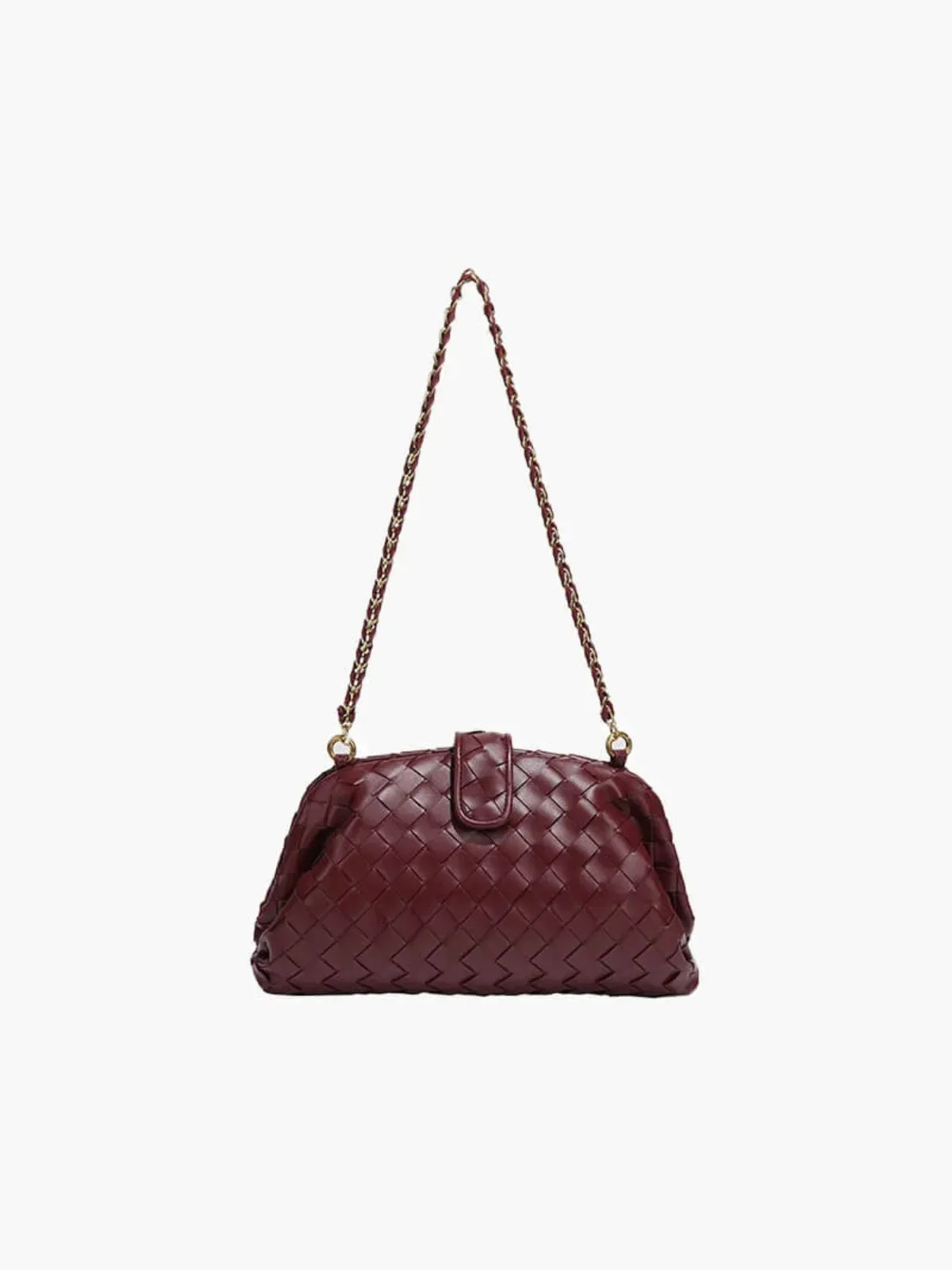 Faux Leather Braided Chain Handbag