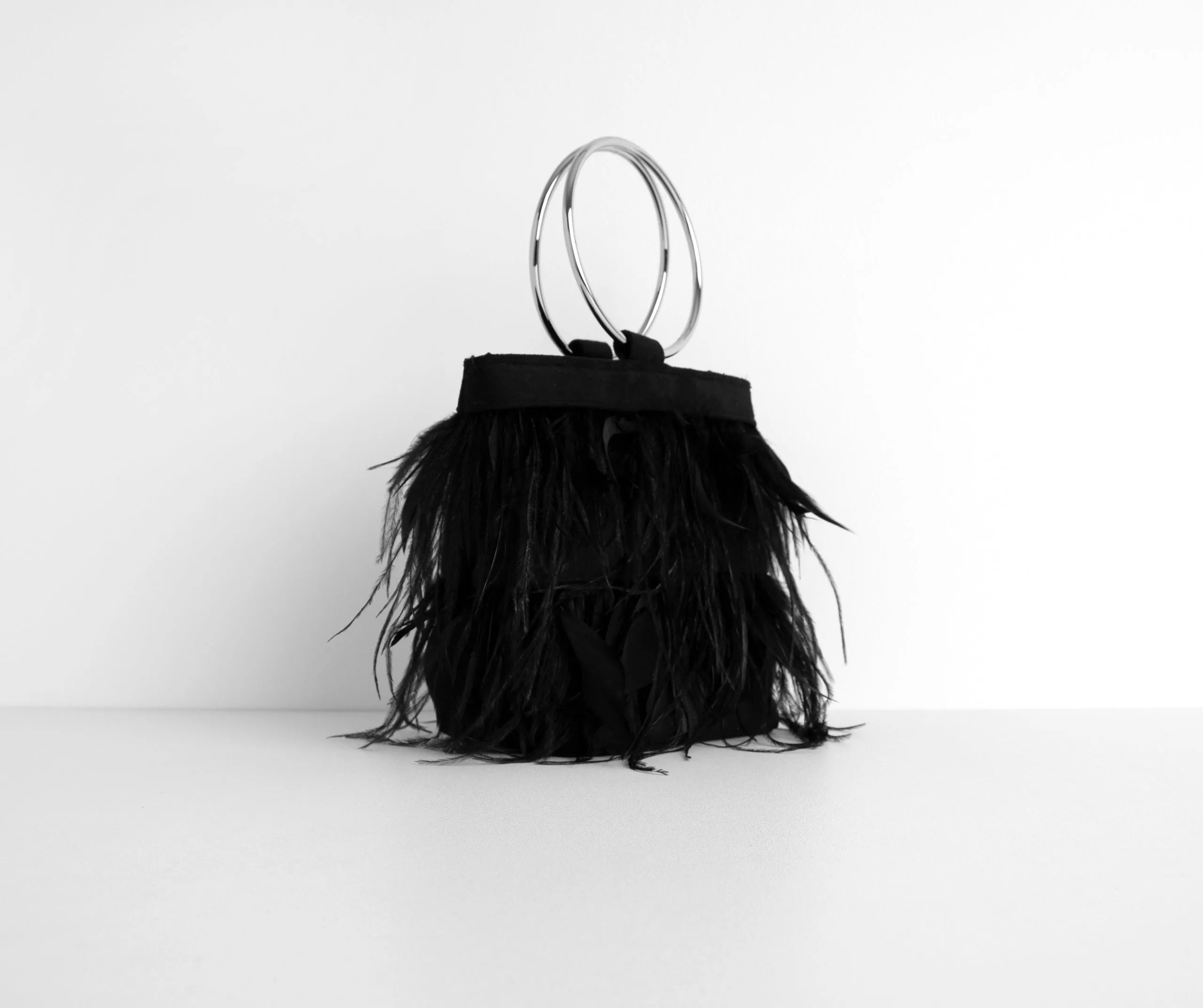 Feather Detail O-Ring Handle Bag