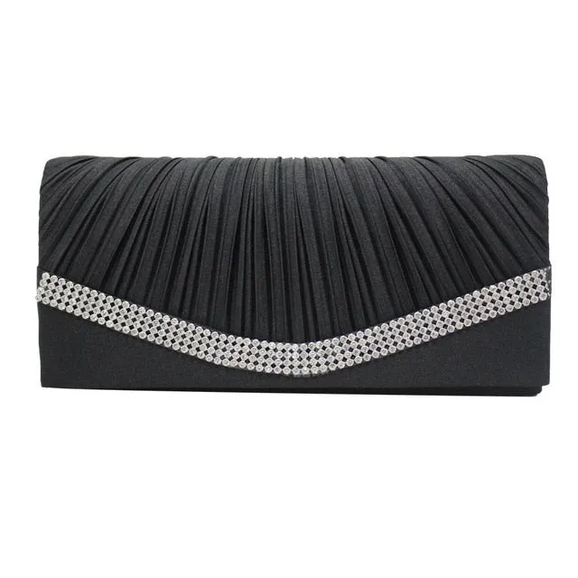 Female Chic Flash Flap Pattern Satin Chain Handbags For Wedding Party