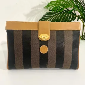 Fendi Vintage Pequin Striped Clutch