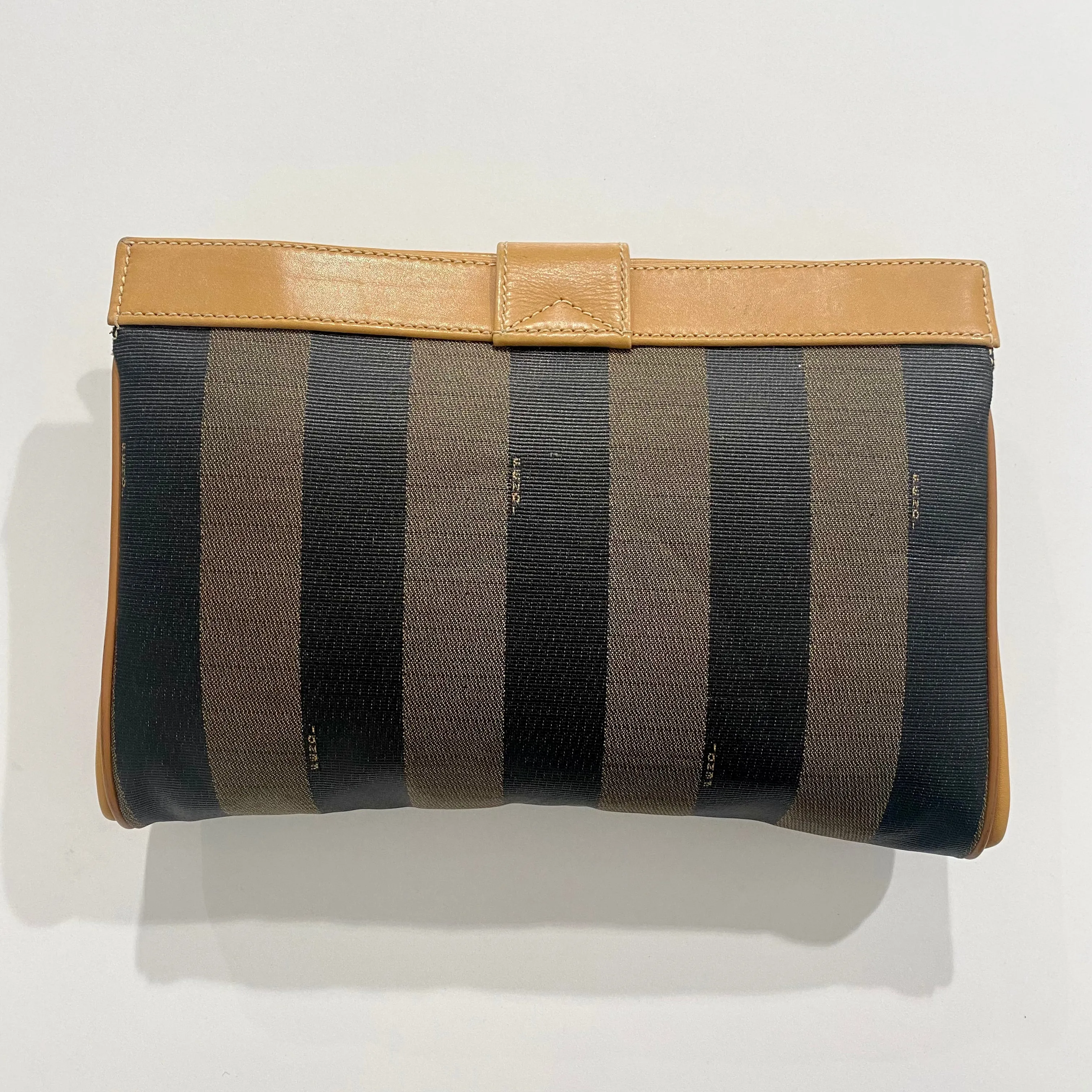 Fendi Vintage Pequin Striped Clutch