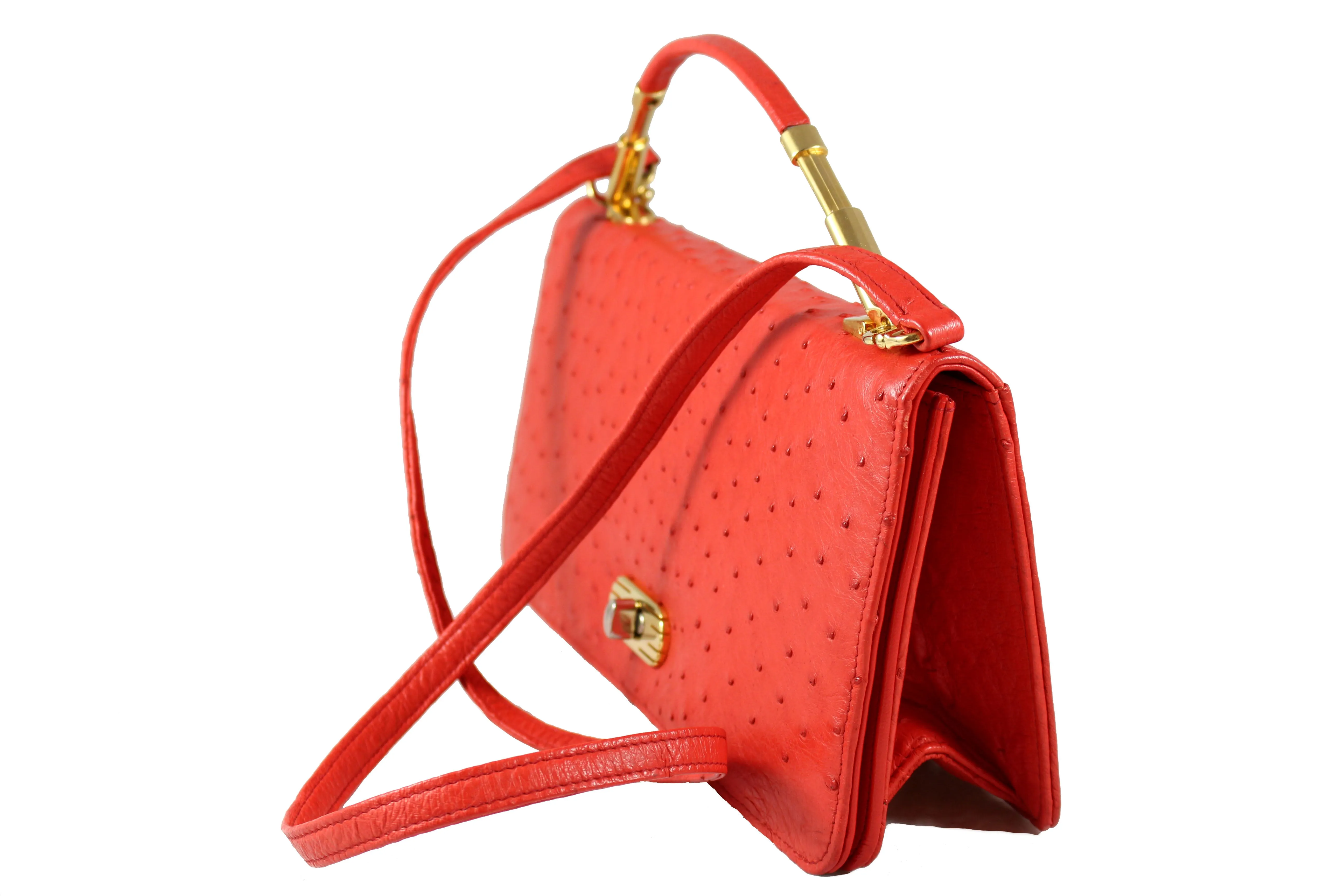 FIORENZA carmine color ostrich bag