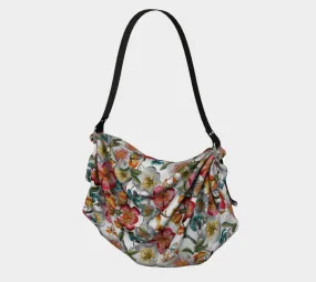 Floral Party in White Hobo Scarf Bag