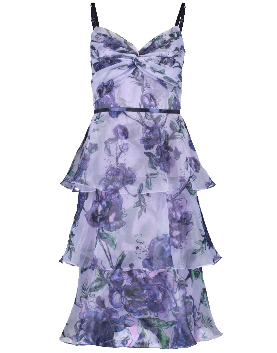 Floral Tier Tea Length Dress