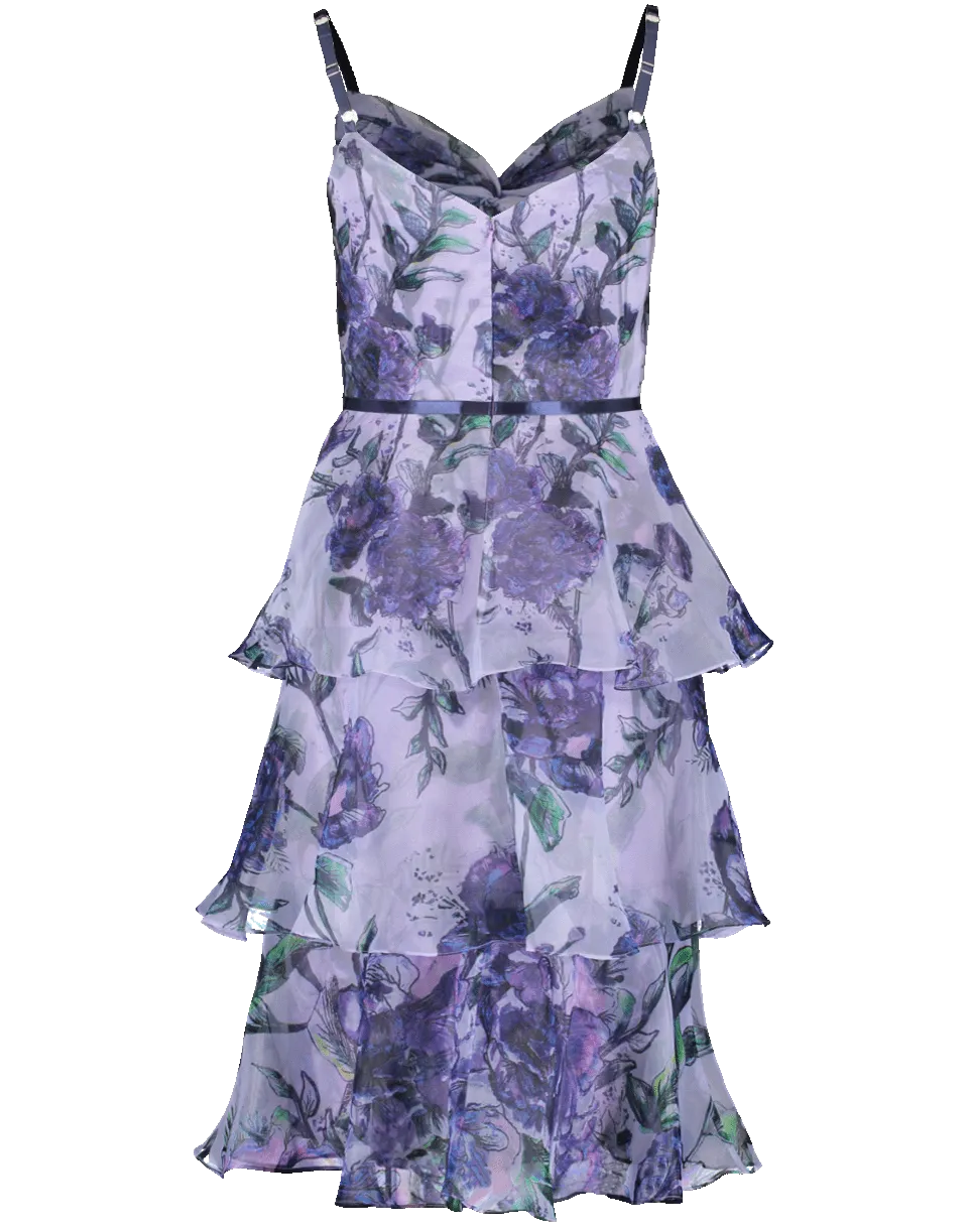 Floral Tier Tea Length Dress