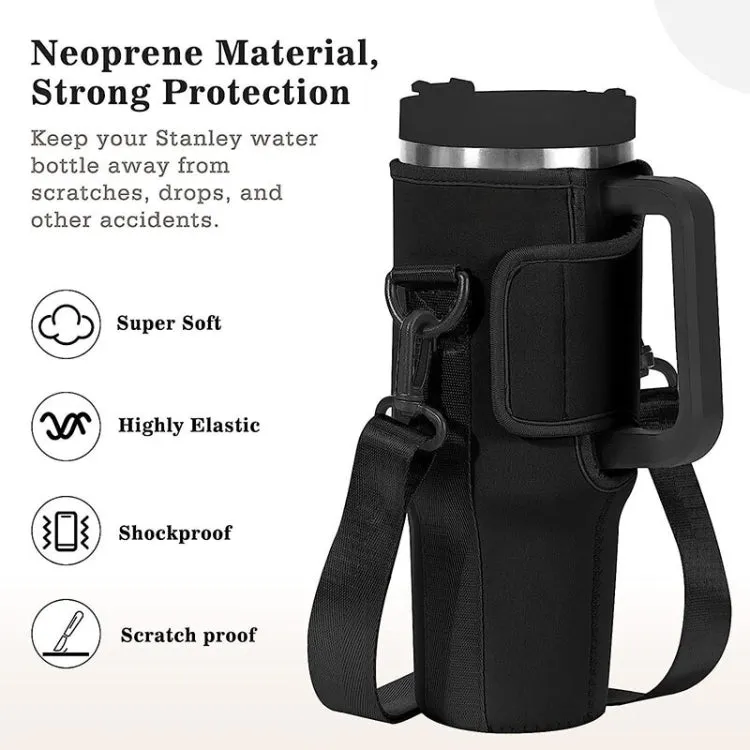 For 40oz Stanley Quencher Water Bottle Carrier Bag Sleeve With Adjustable Shoulder Strap(Skin Tone)