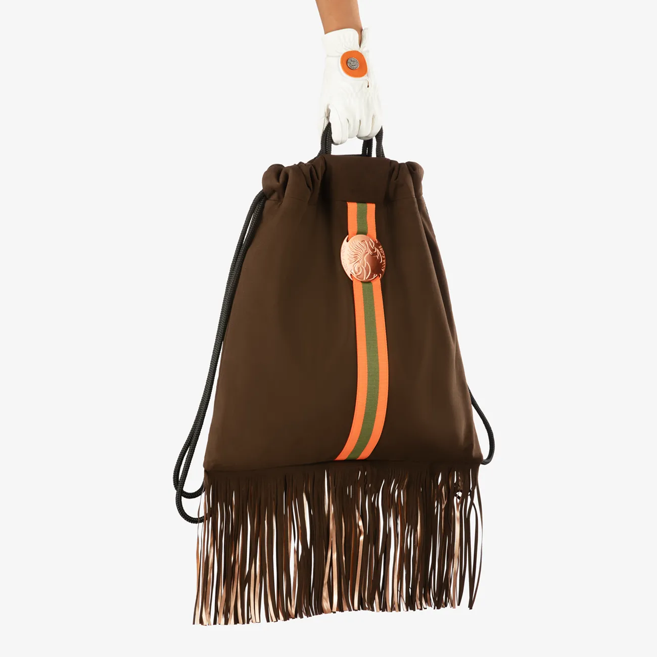 Fringe Backpack "Chocolate Brown" with rosé golden elements