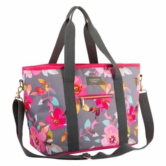 Gardenia Insulated Shoulder Tote Bag Grey Floral