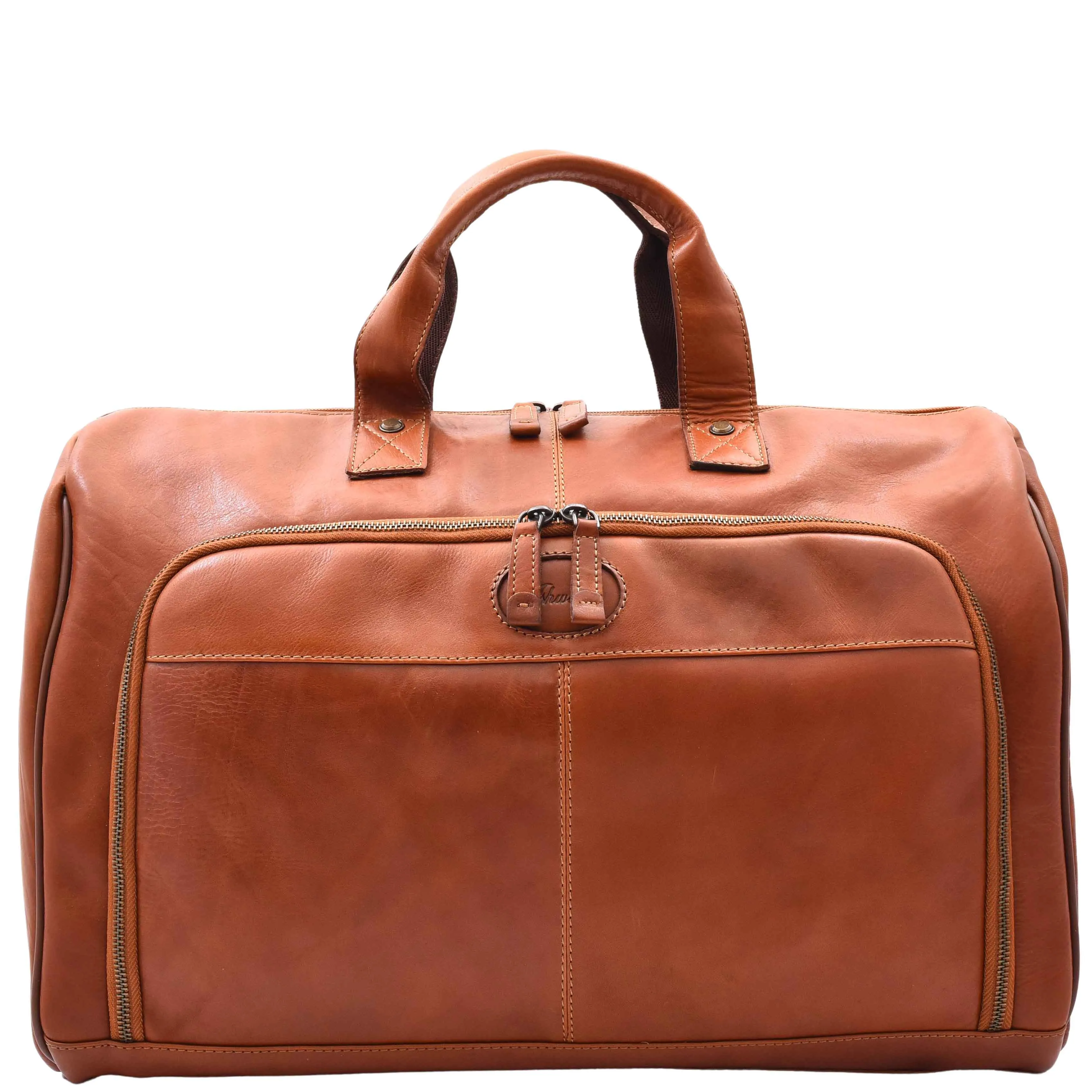 Genuine Leather Travel Holdall Overnight Bag HL015 Honey