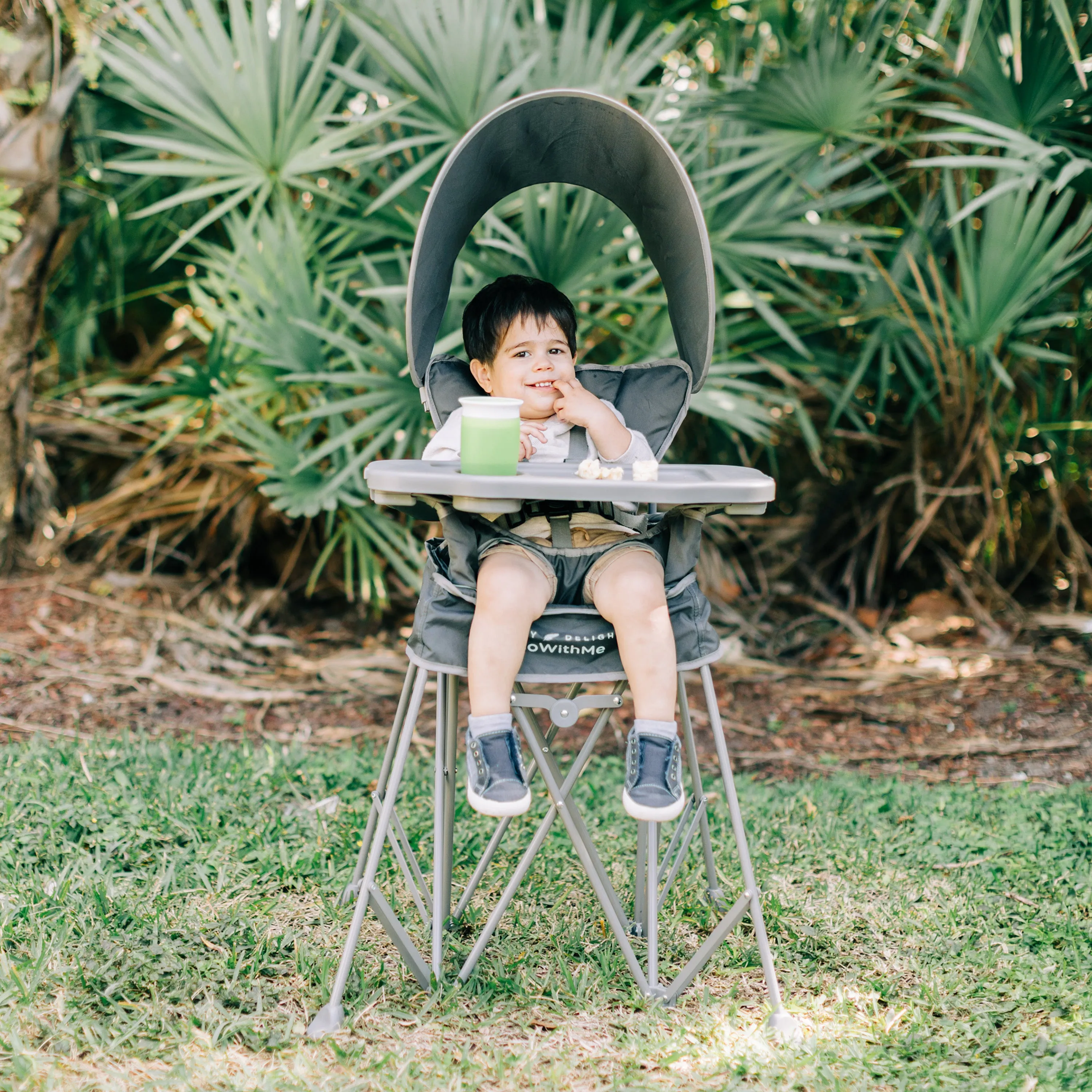 Go With Me® Uplift Deluxe Portable High Chair with Canopy- Grey