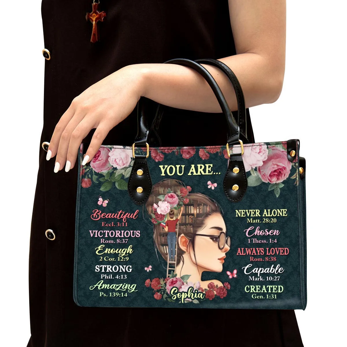 God Says You Are/ I Am Leather Handbag Book Lovers Gift LHB87