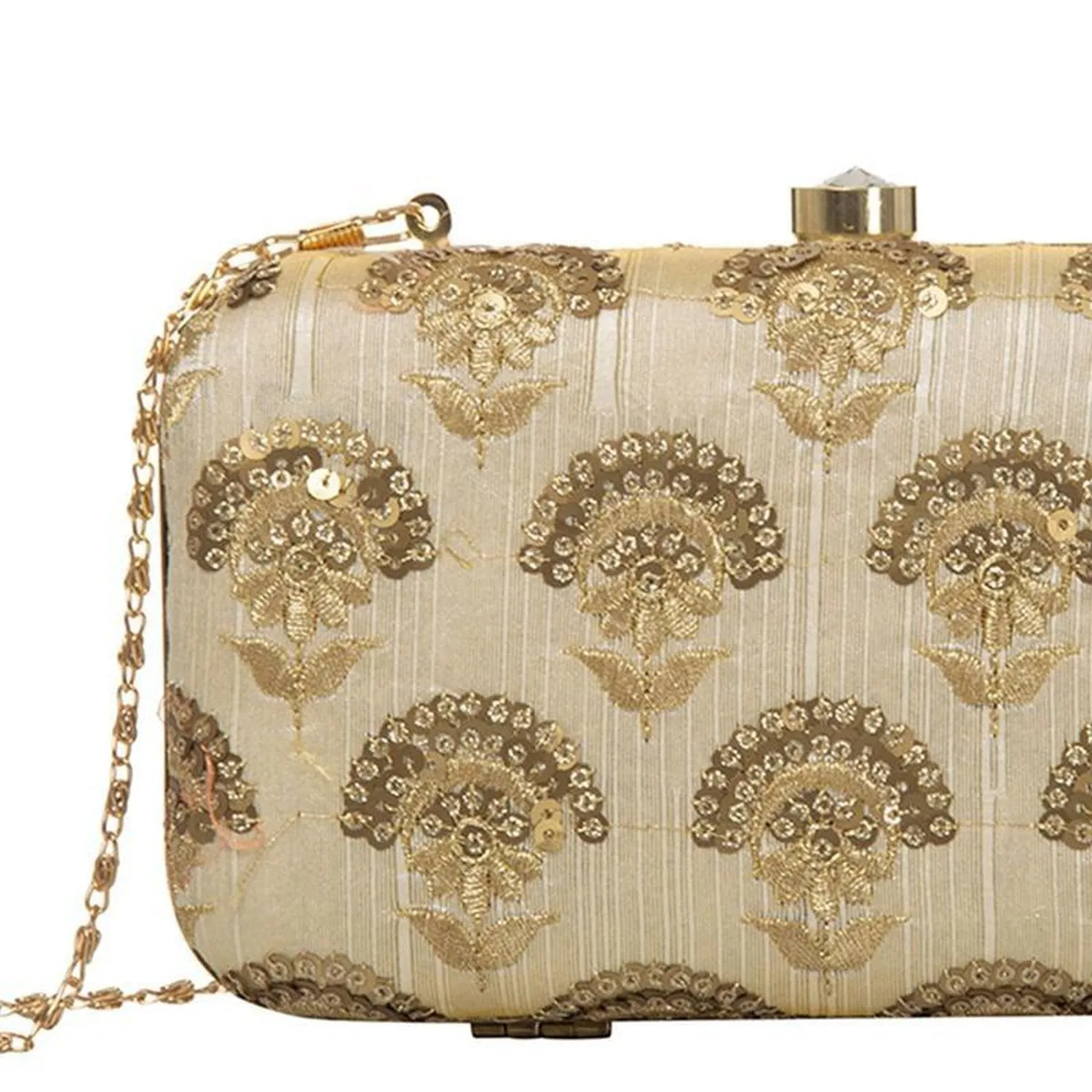 Golden Beige Handcrafted Party wear clutches for wedding