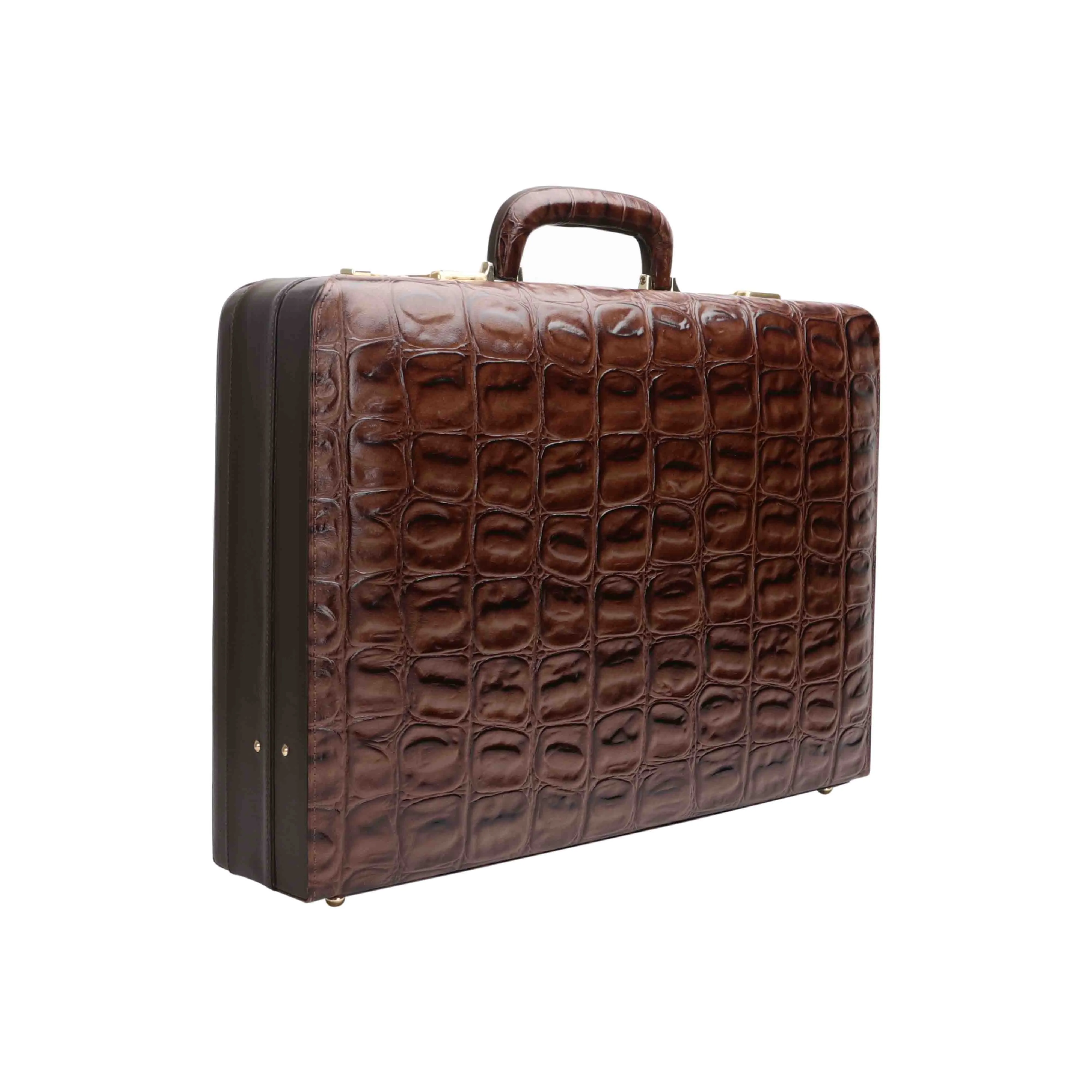 Great Dane Ruvido Double Lock- Genuine Leather Attaché | Briefcase | Advocate Briefcase | Security Briefcase | Color: Brown