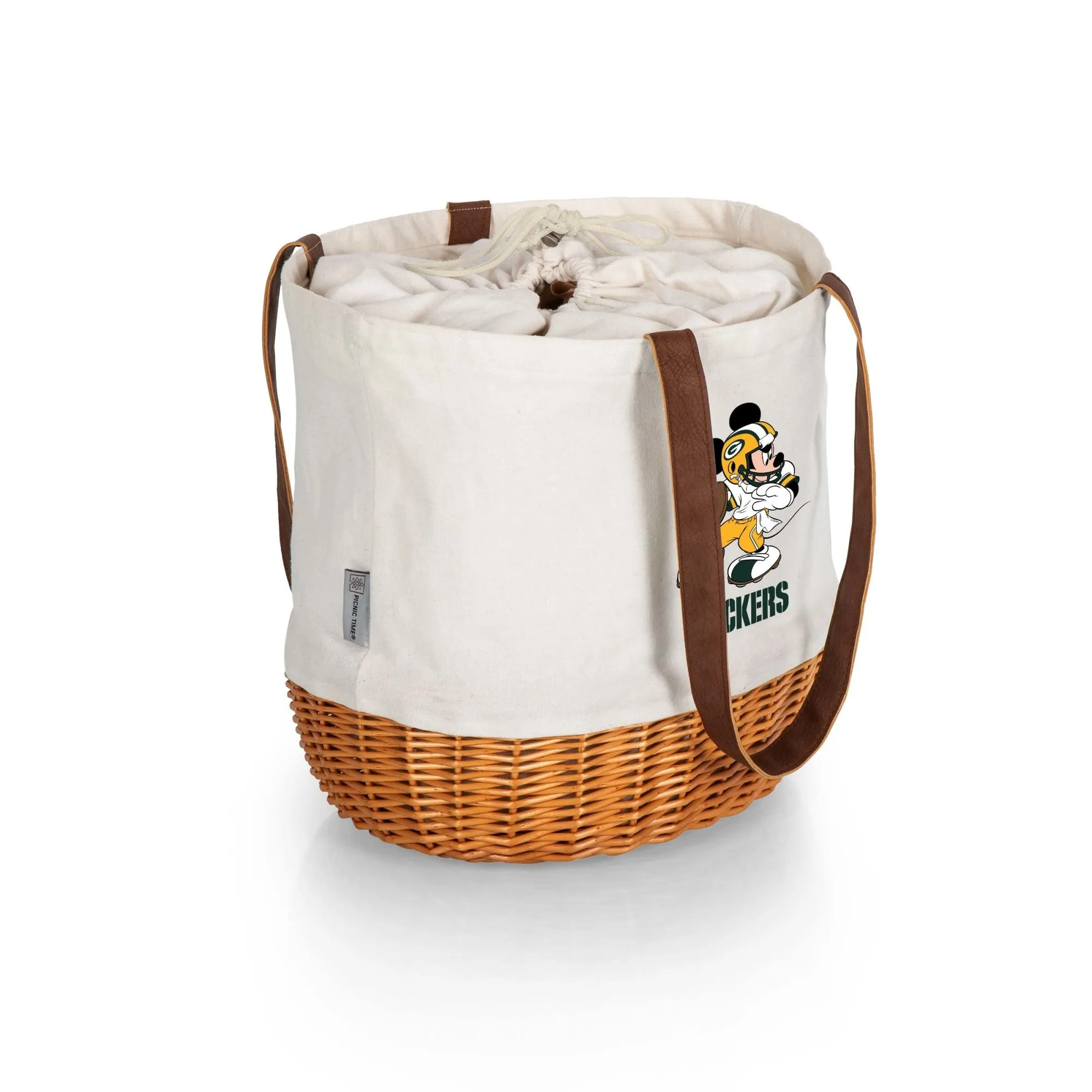 Green Bay Packers Mickey Mouse - Coronado Canvas and Willow Basket Tote