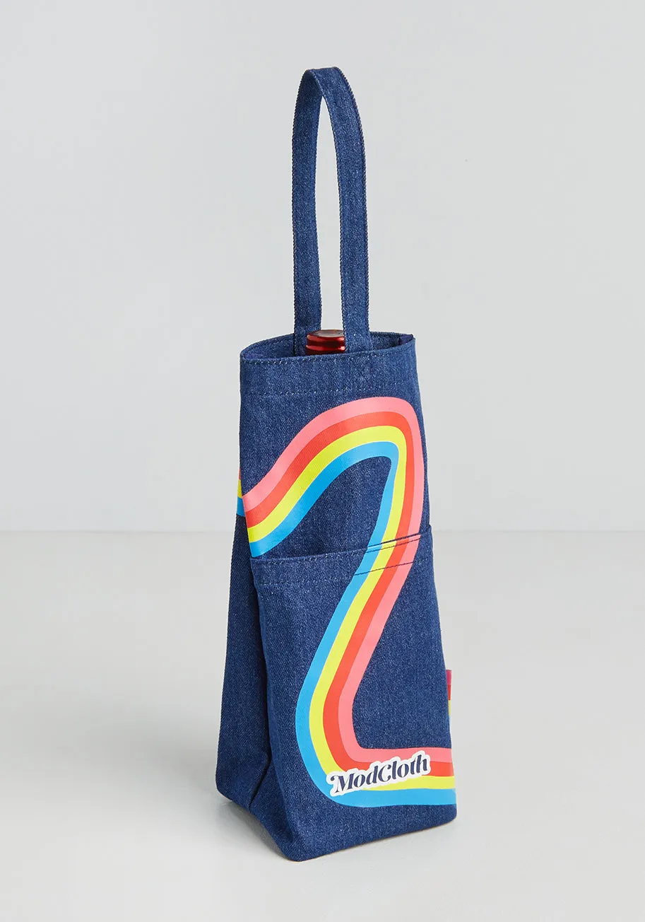 Groovy Denim Wine Tote Bag