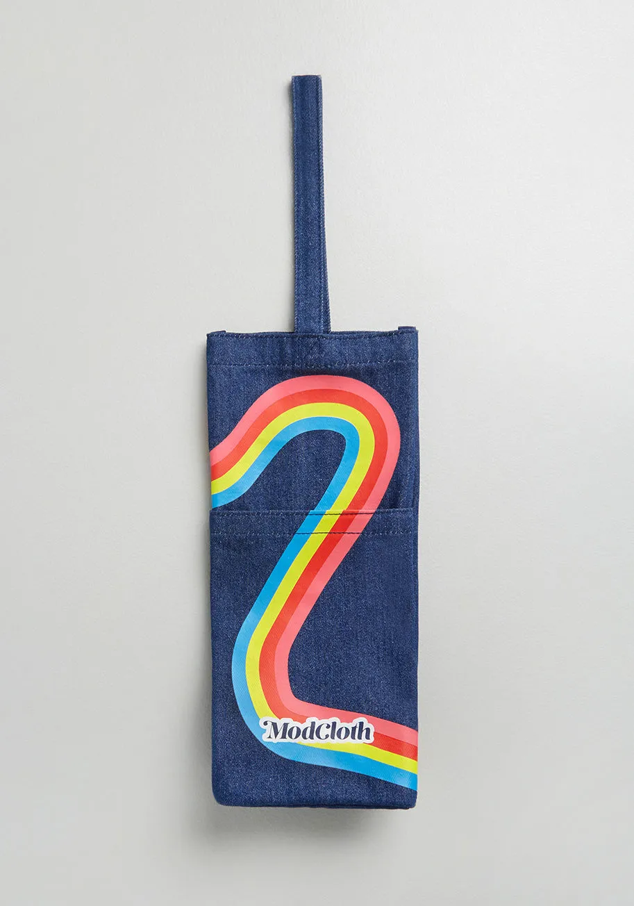 Groovy Denim Wine Tote Bag