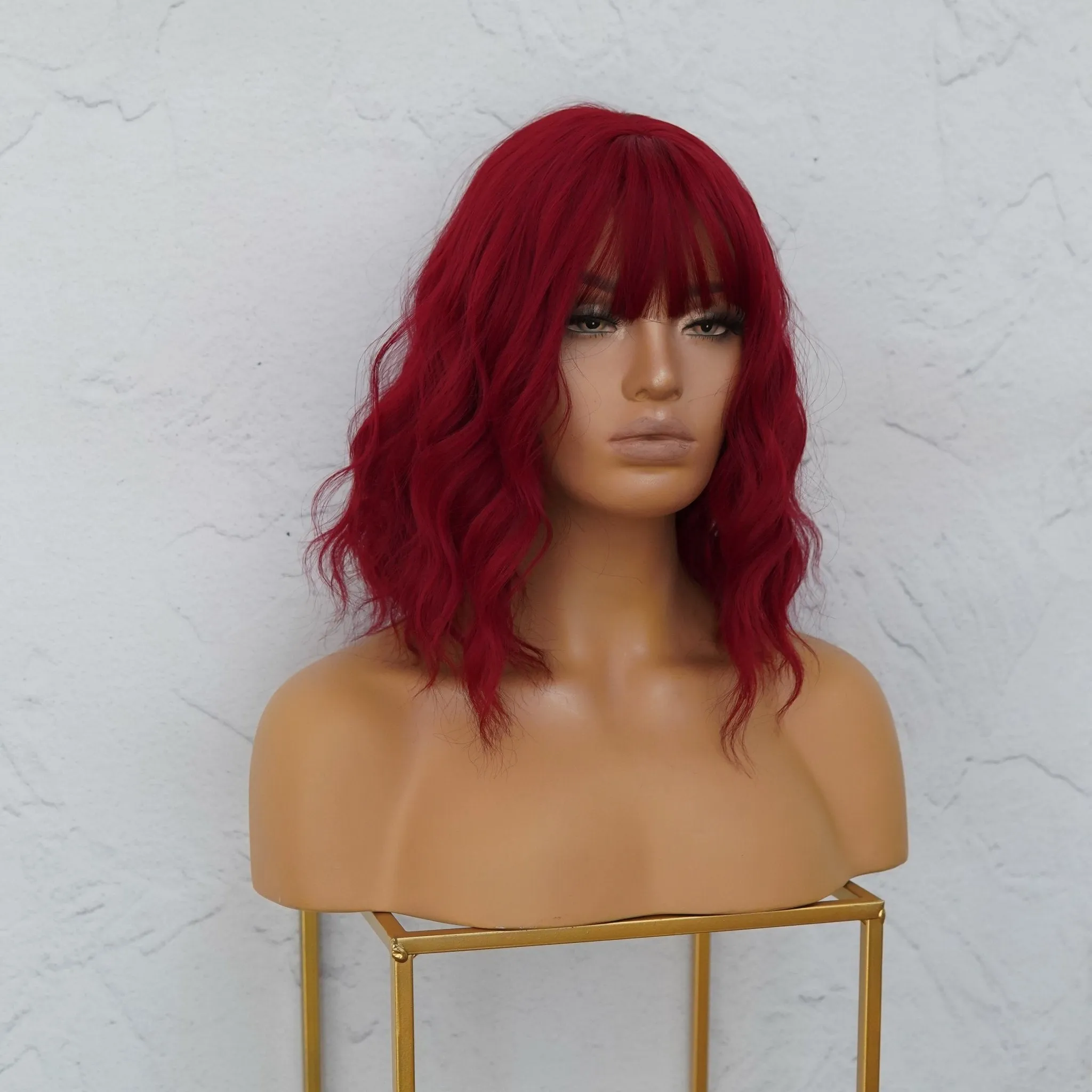 HAYLEY Burgundy Red Bob Fringe Wig