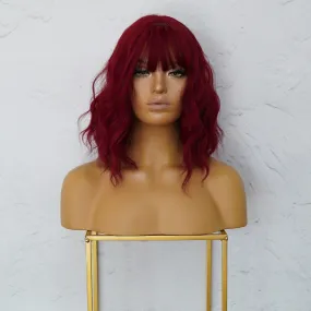 HAYLEY Burgundy Red Bob Fringe Wig