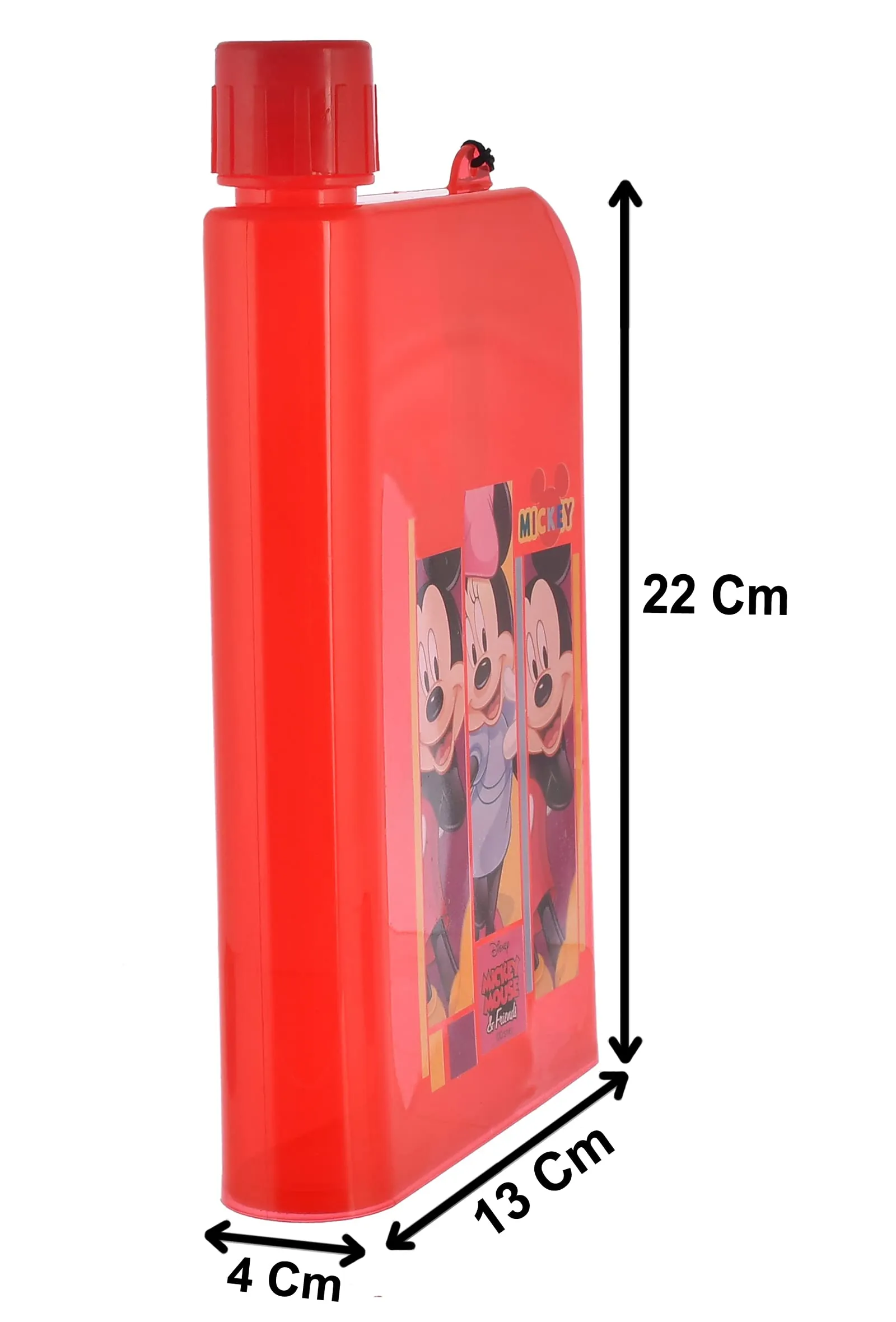 Heart Home Mickey Printed Lightweight,Portable Plastic Notebook Water Bottle For School Activity Outdoor Sports-700ml (Red)