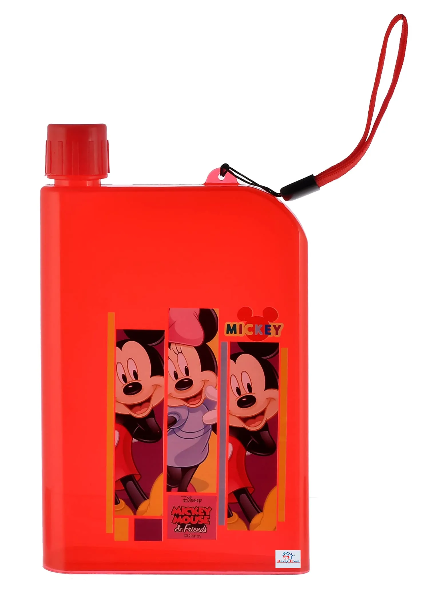 Heart Home Mickey Printed Plastic Notebook Water Bottle-700ml, Pack of 2 (Red)