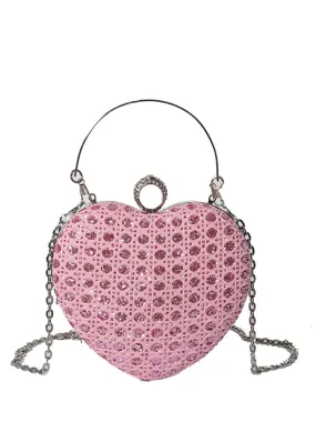 Heart Rhinestone Chain Evening Handbag