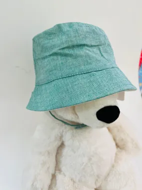 Hi Hop Chambray Reverse Green/White Denim Bucket Hat 1-2 YR