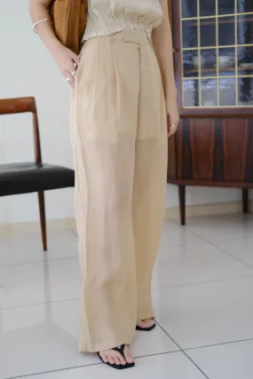 High-waisted Wide-leg Sunscreen Trousers in Almond