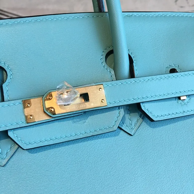 HM Birkin Light Blue For Women Gold Toned Hardware 9.8in/25cm