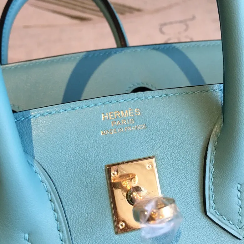 HM Birkin Light Blue For Women Gold Toned Hardware 9.8in/25cm