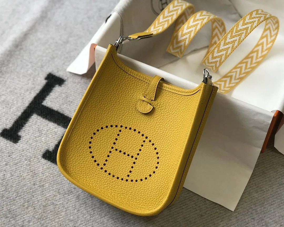 HM Evelyne 16 Amazone Bag Yellow With Silver-Toned Hardware For Women, Shoulder And Crossbody Bags 6.3in/16cm