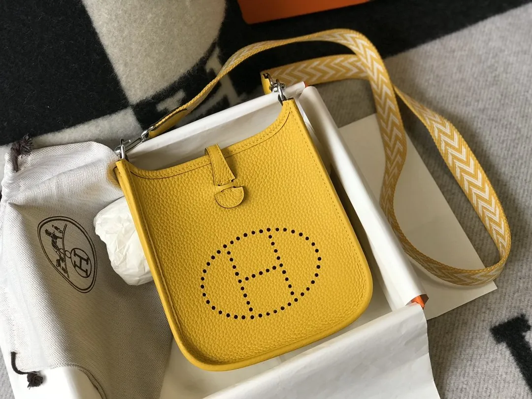 HM Evelyne 16 Amazone Bag Yellow With Silver-Toned Hardware For Women, Shoulder And Crossbody Bags 6.3in/16cm