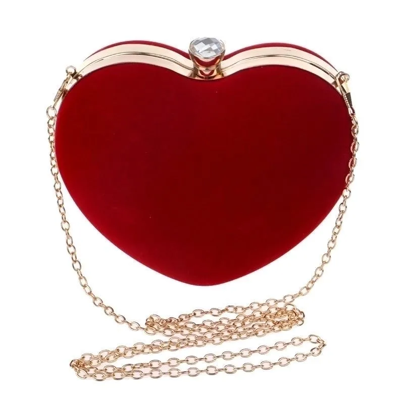 Hot Heart-shaped Handbag Lady Fashion Makeup Bag Evening  Bag Clutch Bag