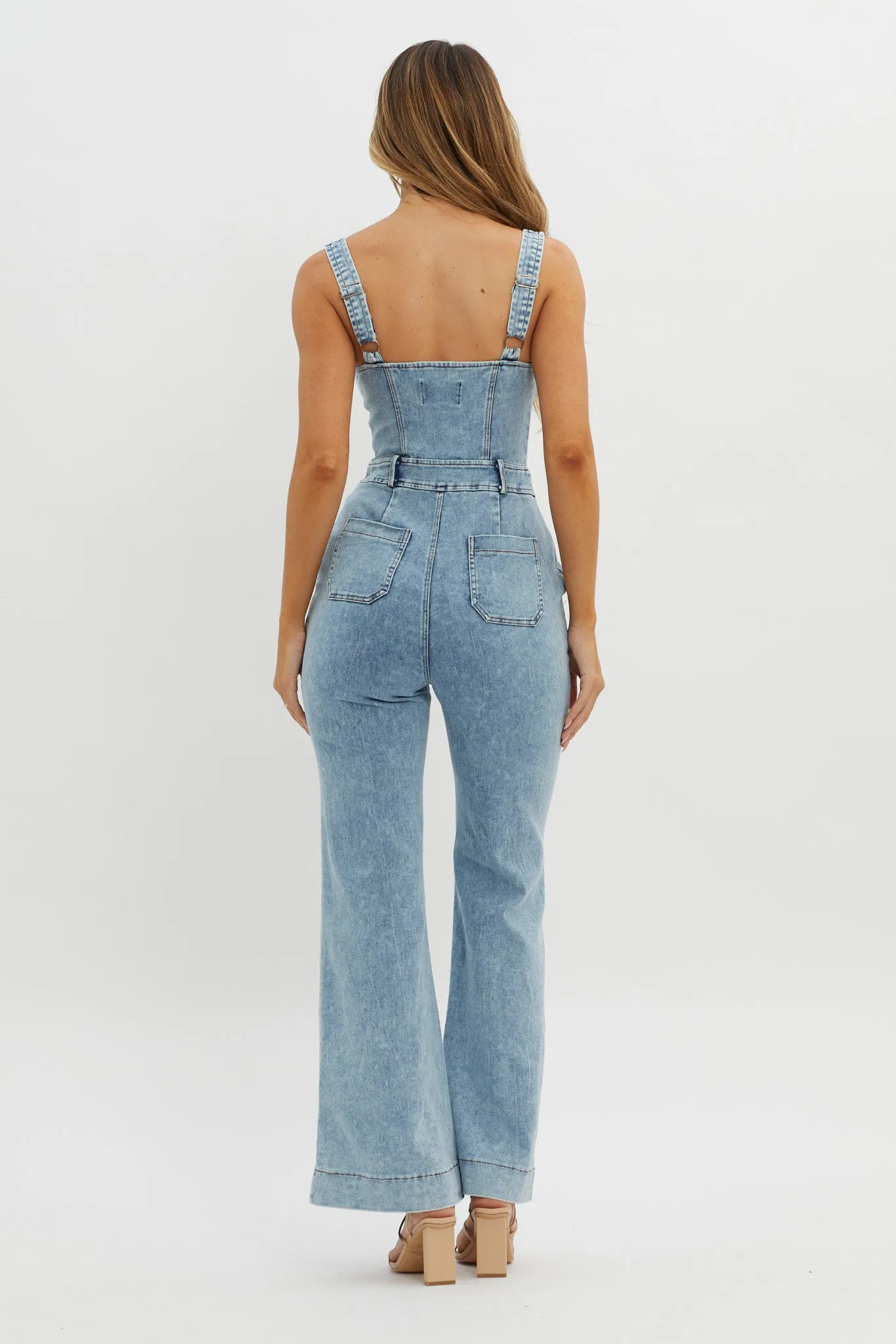 Intermission Flared Leg Jumpsuit Denim