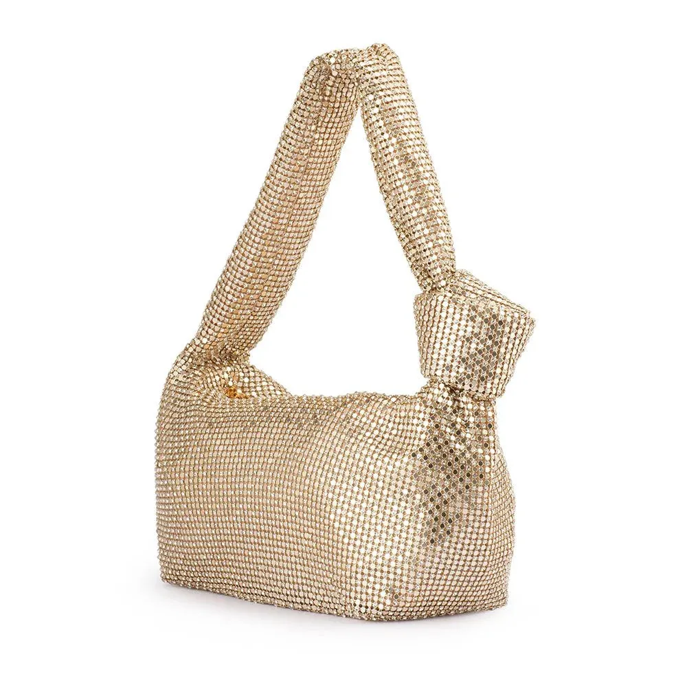 Isabella Mesh Slouch Bag in Gold