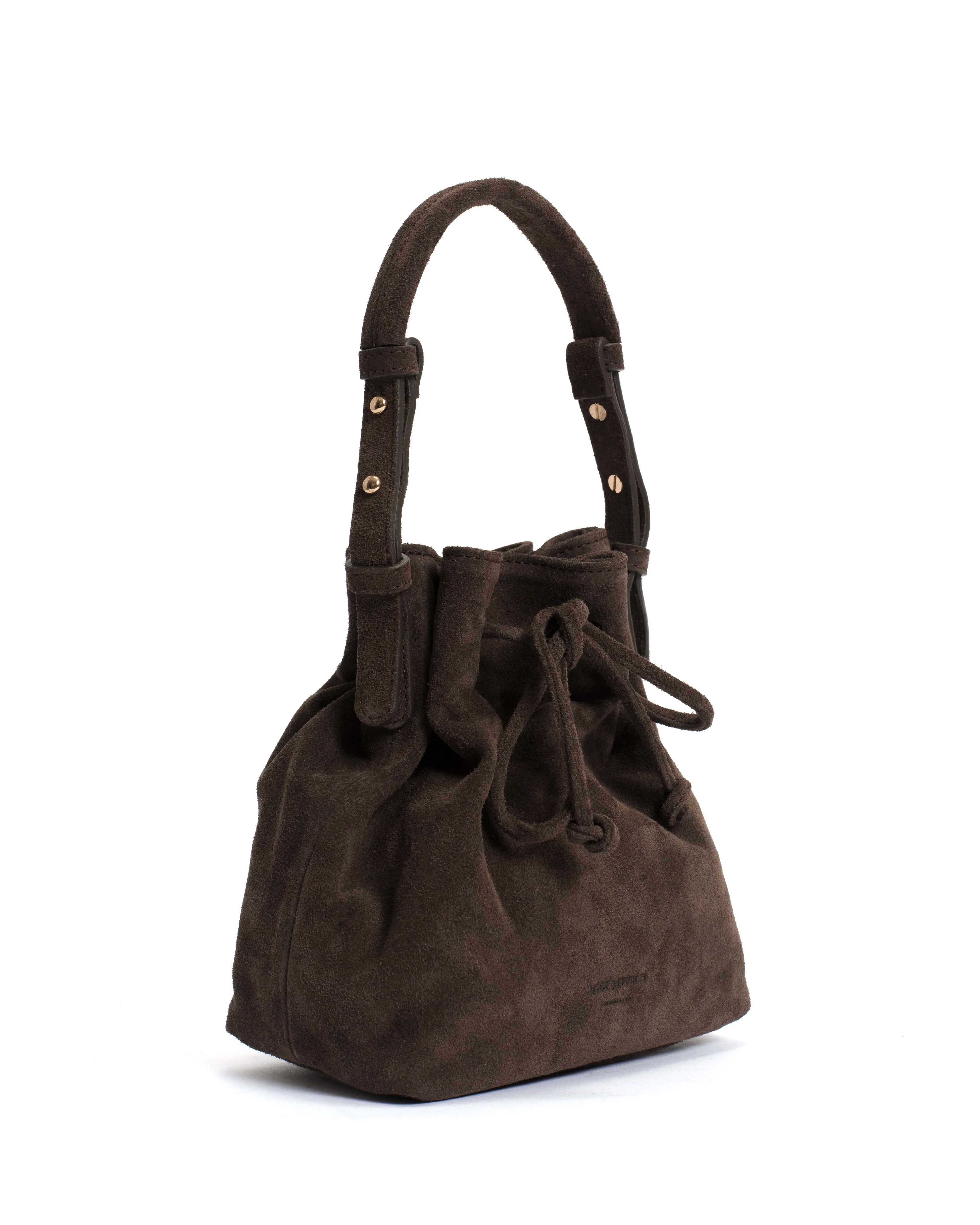 Kacey petite bucket bag Calf suede Coffee brown