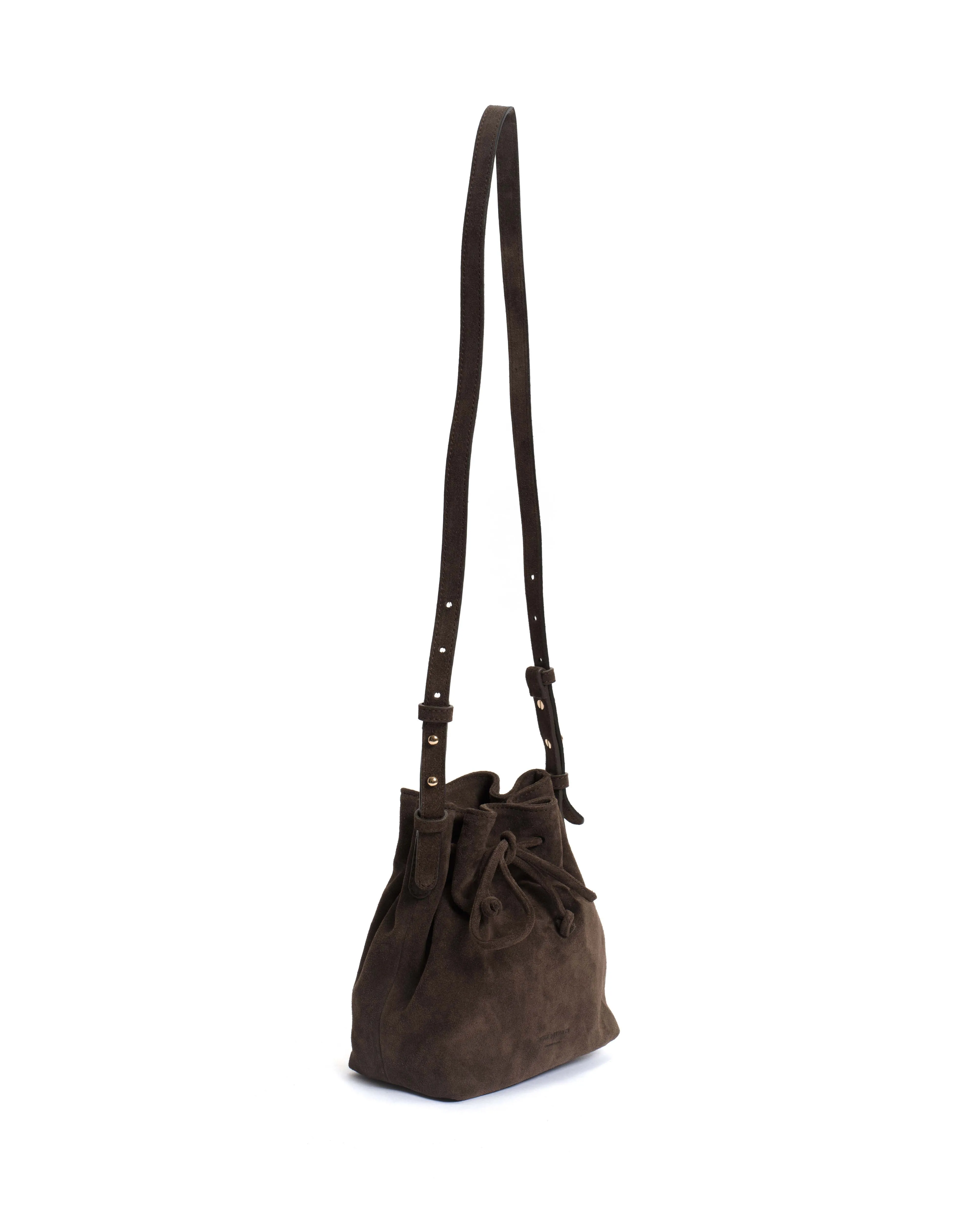 Kacey petite bucket bag Calf suede Coffee brown