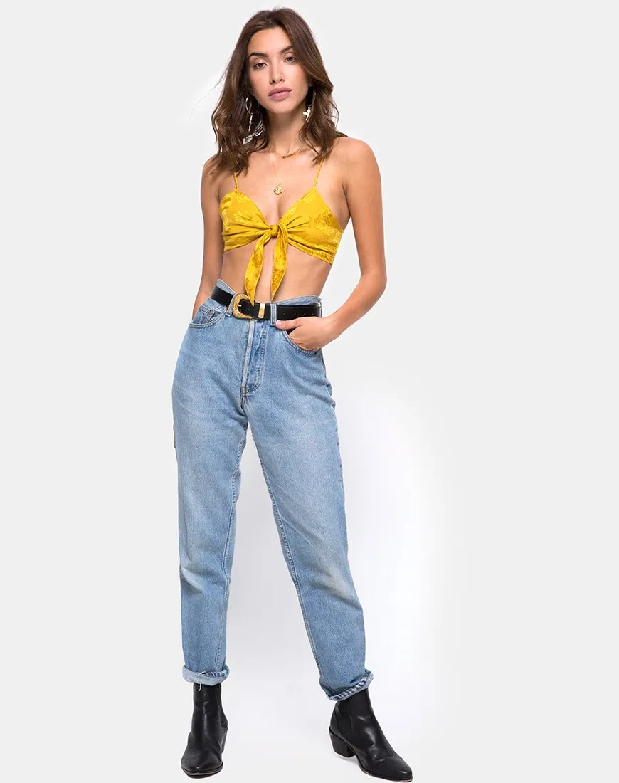 Kasen Bralet in Satin Mustard Rose