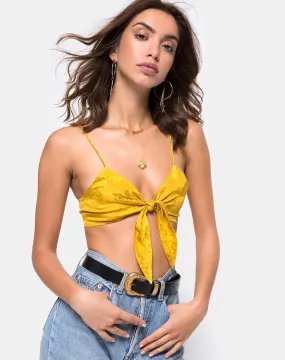 Kasen Bralet in Satin Mustard Rose