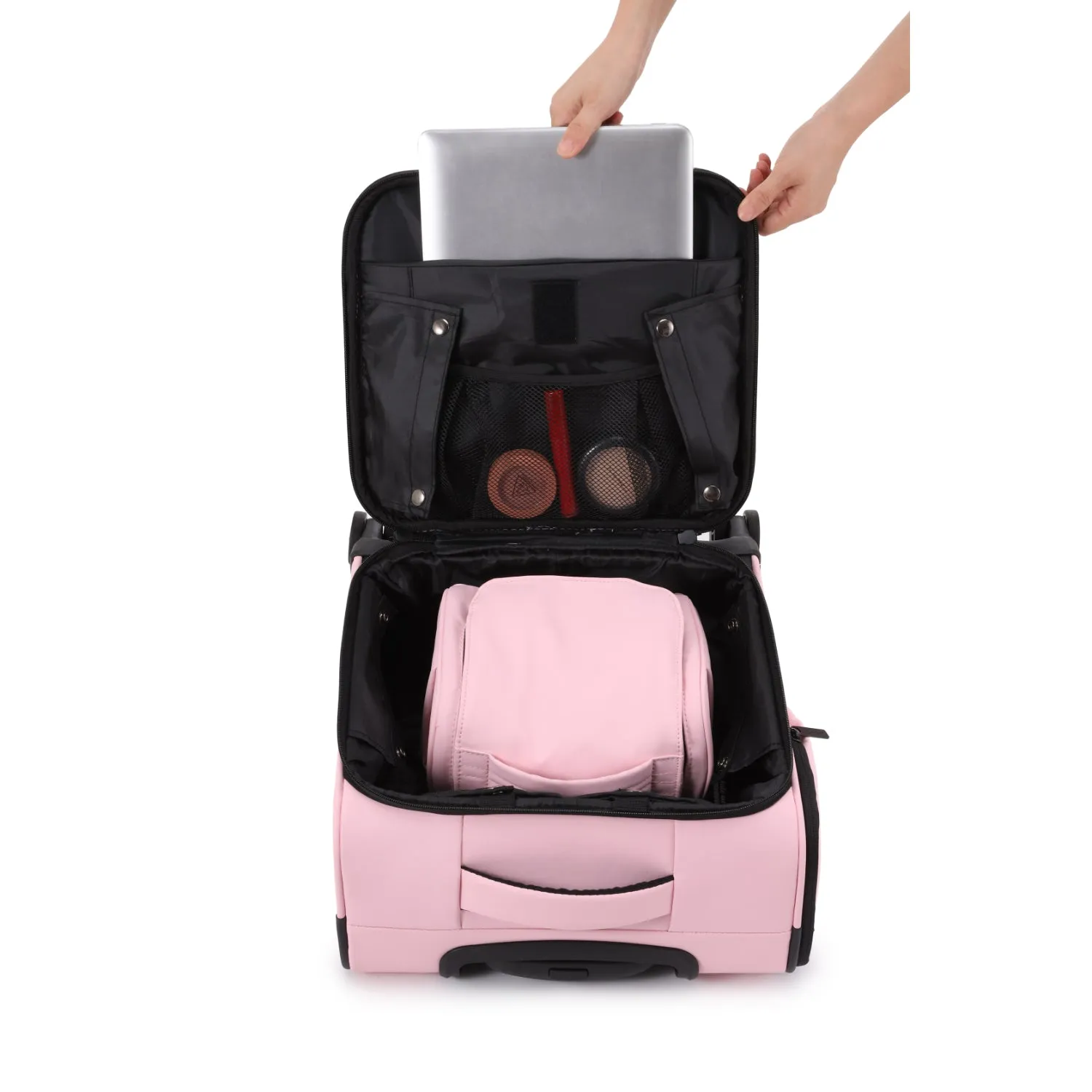 Kate Hill - KL-76-S Willow Black Mini 4 Wheel Carry-On - Pink