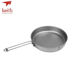 Keith Titanium Folding Frying Pan Ultralight Cooking Pot Portable Outdoor Camping BBQ Cookware Pot Tableware Cutlery 1L Ti6034