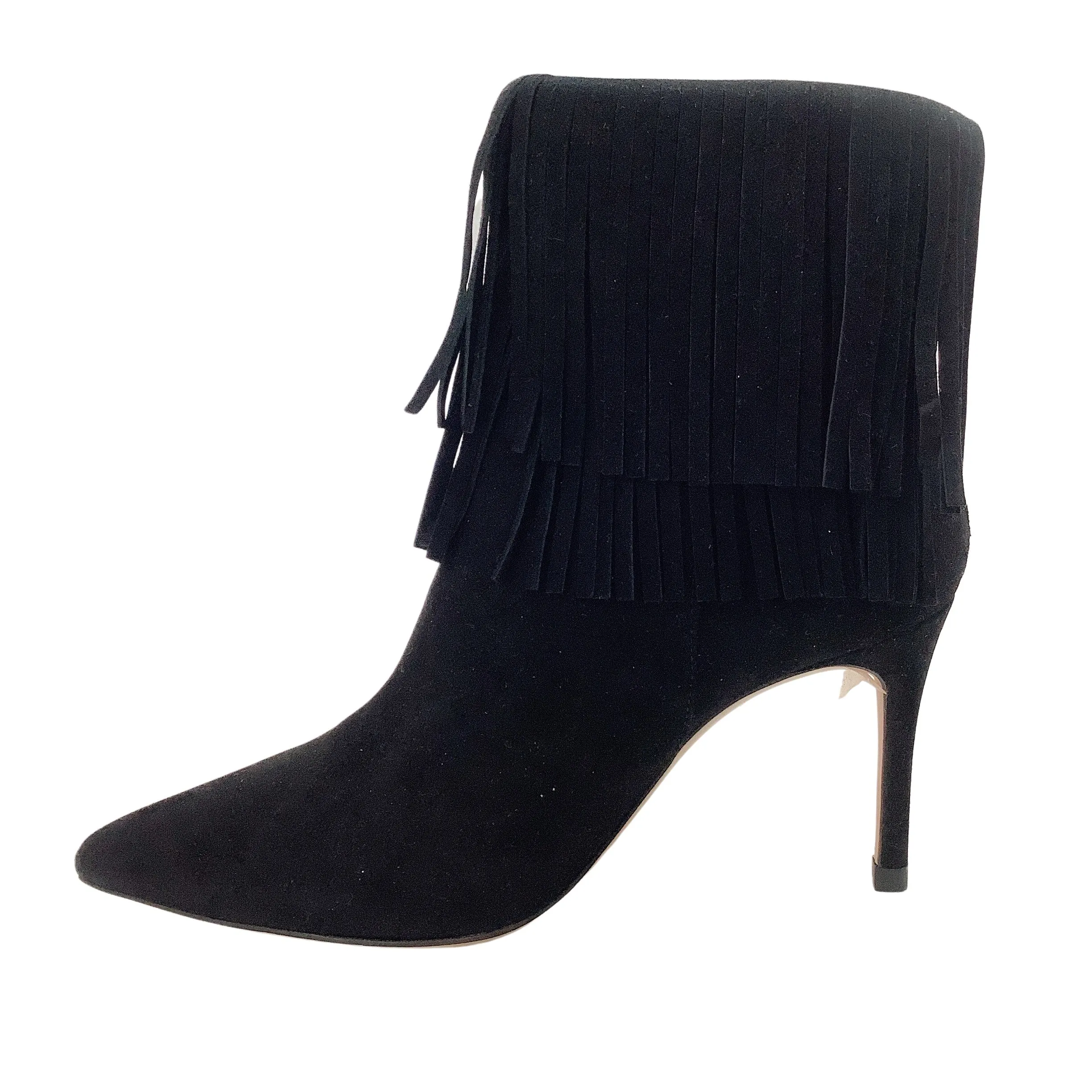 L'Agence Black Suede Mathilde Fringe Boots